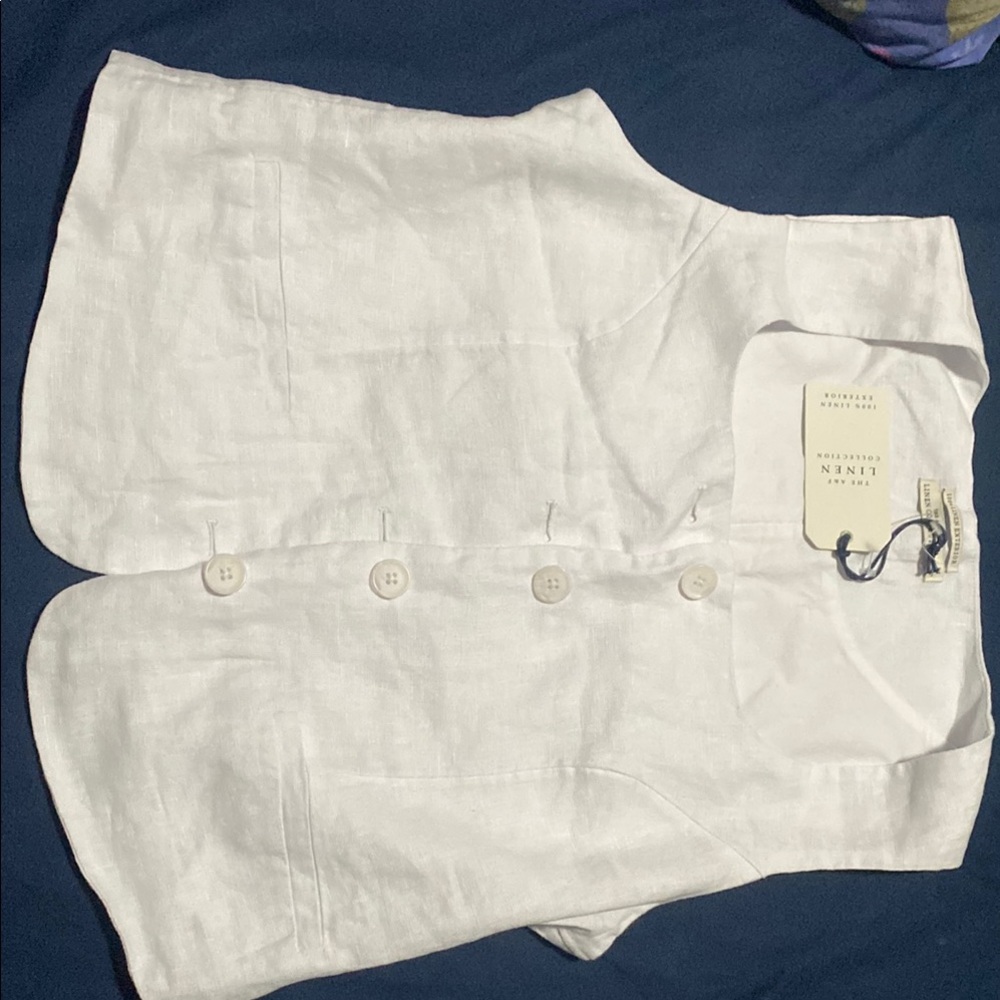 Abercrombie & Fitch White Linen Vest